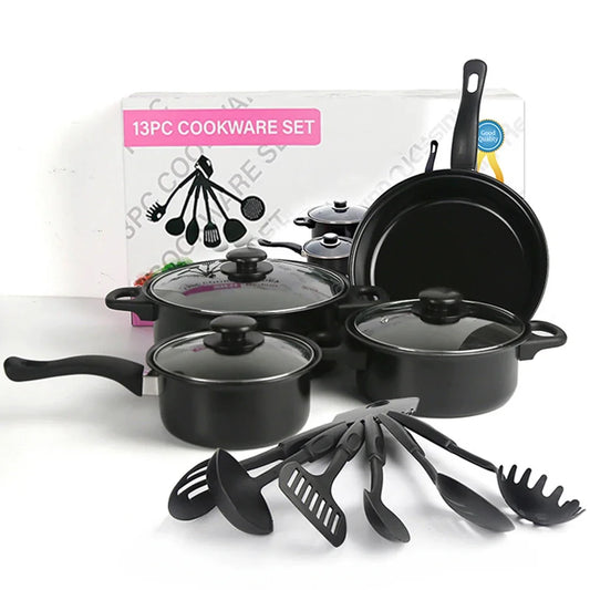 13-Pieces/Set Non-Stick Pots And Pans Set Kitchen Utensil Set Milk Pot Frying Pan Kitchen Cookware Gifts for Friends and Family