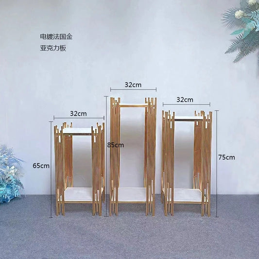 3pcs Luxury Grand Event Column Acrylic Holder Plinth Dessert Table Wedding Birthday Cake Cookie Food Chocolate Display Stand